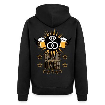 149 Game Over JGA Diamond Ring Beer - Unisex Premium Organic Zip Hoodie - black - Back - Nico (187cm)