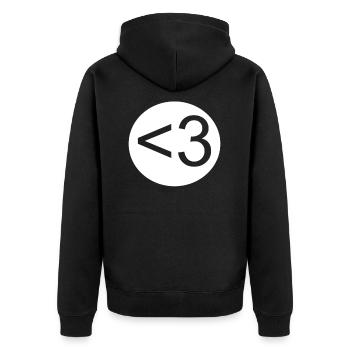Herz Zeichen - Unisex Premium Bio Zip Hoodie - Schwarz - Hinten - Nico (187cm)