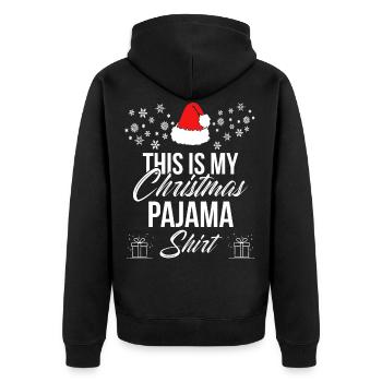 Das ist mein Weihnachts Pijama Shirt Geschenk - Unisex Premium Bio Zip Hoodie - Schwarz - Hinten - Nico (187cm)