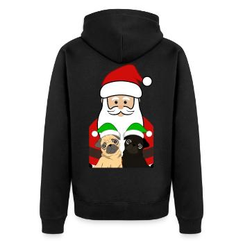 Weihnachtsmann mit Möpse Mops Geschenk - Unisex Premium Bio Zip Hoodie - Schwarz - Hinten - Nico (187cm)