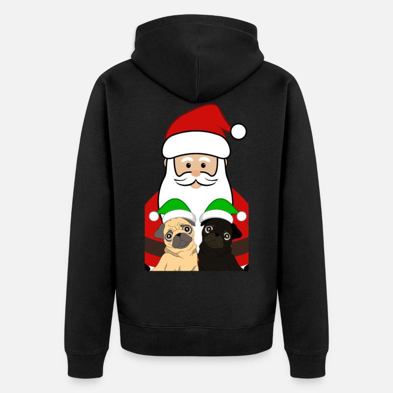 Weihnachtsmann mit Möpse Mops Geschenk - Unisex Premium Bio Zip Hoodie - Schwarz