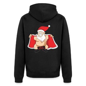 Joyeux Noël Nude Père Noël cadeau - Veste à capuche bio Premium Unisexe - noir - Dos - Nico (187cm)