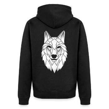 Wolf Polygon Effekt Tattoo Wölfe Geschenk - Unisex Premium Bio Zip Hoodie - Schwarz - Hinten - Nico (187cm)