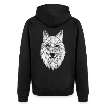 Wolf Polygon Poly Dreieck Tattoo Wölfe Geschenk - Unisex Premium Bio Zip Hoodie - Schwarz - Hinten - Nico (187cm)