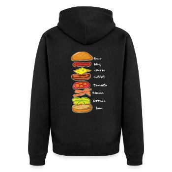 Hamburger Burger Cheeseburger Anleitung Geschenk - Unisex Premium Bio Zip Hoodie - Schwarz - Hinten - Nico (187cm)