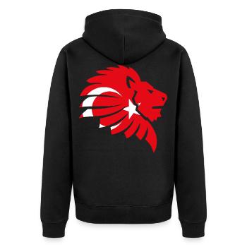 Türkei Flagge Löwe Türkiye Halbmond Geschenk - Unisex Premium Bio Zip Hoodie - Schwarz - Hinten - Nico (187cm)