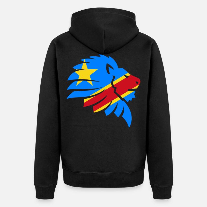 Congo Zaïre Kongu Congo Congo Drapeau Drapeau Cadeau De Lion - Veste à capuche bio Premium Unisexe - noir