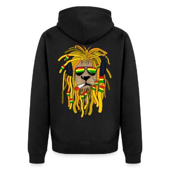 Cadeau d'écouteurs Reggae Lion Rastafari - Veste à capuche bio Premium Unisexe - noir - Dos - Nico (187cm)