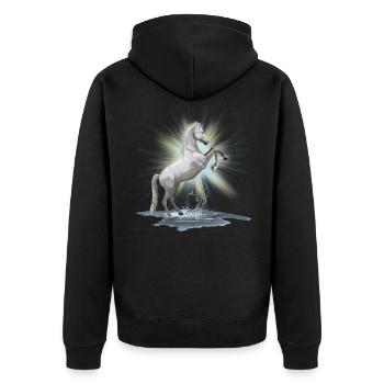 Chemise des chevaux - cheval blanc , moisissure - Veste à capuche bio Premium Unisexe - noir - Dos - Nico (187cm)