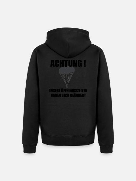 Fallschirm springen geänderte Öffnungszeiten - Unisex Premium Bio Zip Hoodie - Schwarz