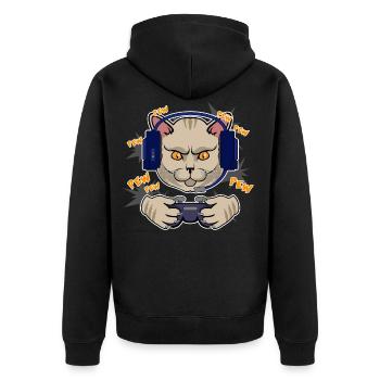 Cadeau de geek de jeu vidéo de jeu de chat de coureur - Veste à capuche bio Premium Unisexe - noir - Dos - Nico (187cm)