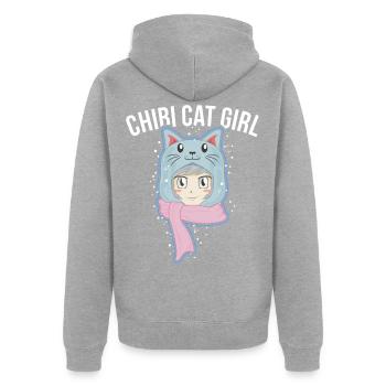 Cadeau Chibi Cats Girl Anime Senpai Baku - Veste à capuche bio Premium Unisexe - gris chiné - Dos - Nico (187cm)
