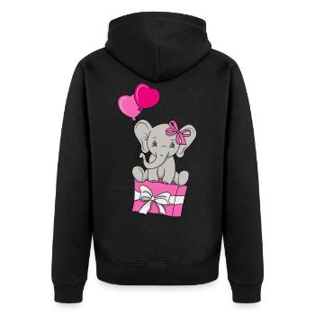 Baby Elefant Liebe Geschenk Geschenkidee - Unisex Premium Bio Zip Hoodie - Schwarz - Hinten - Nico (187cm)