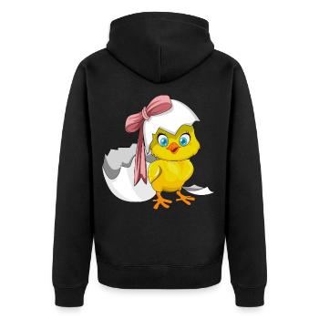 Oster Kücken Ostern Geschenk Geschenkidee - Unisex Premium Bio Zip Hoodie - Schwarz - Hinten - Nico (187cm)