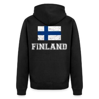 Finland Flag Helsinki Suomi Gift - Unisex Premium Organic Zip Hoodie - black - Back - Nico (187cm)