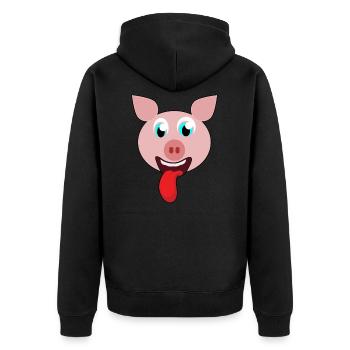 Freches Schwein lustiges Geschenk - Unisex Premium Bio Zip Hoodie - Schwarz - Hinten - Nico (187cm)