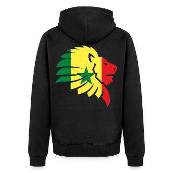 Senegal Flag Cap Vert Dakar Lion Africa Gift - Unisex Premium Organic Zip Hoodie - black - Back - Nico (187cm)