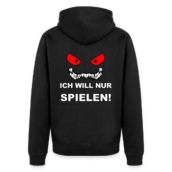 Ich will nur spielen Horror Gesicht Geschenk - Unisex Premium Bio Zip Hoodie - Schwarz - Hinten - Nico (187cm)