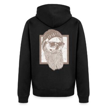 Bart - Beard, Totenkopf - Unisex Premium Bio Zip Hoodie - Schwarz - Hinten - Nico (187cm)