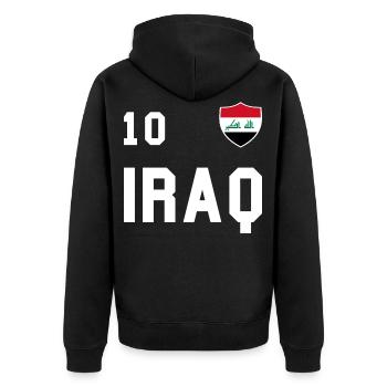 Irak Flagge Fußball Mannschaft Fan Volley Geschenk - Unisex Premium Bio Zip Hoodie - Schwarz - Hinten - Nico (187cm)