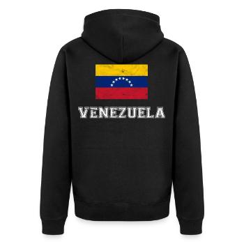 Venezuela Flagge Bolivar Santiago Chávez Geschenk - Unisex Premium Bio Zip Hoodie - Schwarz - Hinten - Nico (187cm)