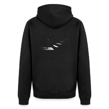 Stairway - Unisex Premium Bio Zip Hoodie - Schwarz - Hinten - Nico (187cm)