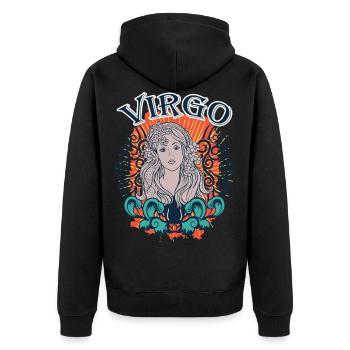 Team Virgo Zodiac Gift Gift Idea - Unisex Premium Organic Zip Hoodie - black - Back - Nico (187cm)