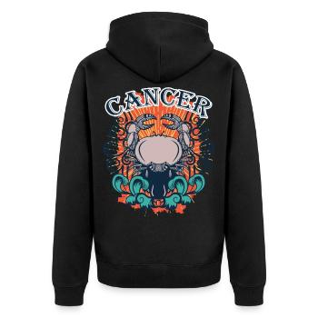 Team Cancer Zodiac Gift Gift Idea - Unisex Premium Organic Zip Hoodie - black - Back - Nico (187cm)