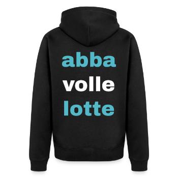 but full lotte - Unisex Premium Organic Zip Hoodie - black - Back - Nico (187cm)