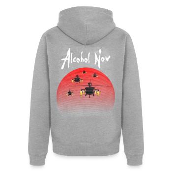 Alcohol now - Unisex Premium Organic Zip Hoodie - heather grey - Back - Nico (187cm)