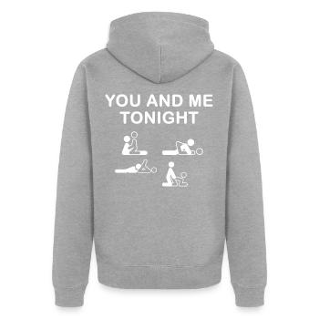 Ce soir - Toi et moi - Veste à capuche bio Premium Unisexe - gris chiné - Dos - Nico (187cm)