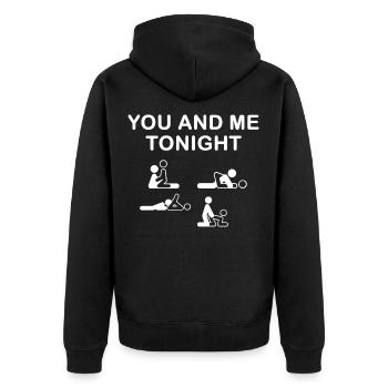 Heute Nacht - Du und Ich - Unisex Premium Bio Zip Hoodie - Schwarz - Hinten - Nico (187cm)