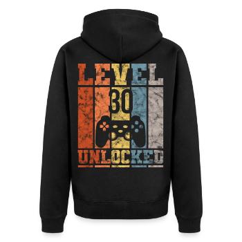 30th Birthday Gamer Gift Retro Vintage Shirt - Unisex Premium Organic Zip Hoodie - black - Back - Nico (187cm)