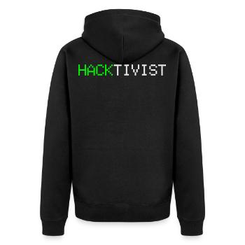 Hacktivist, Hacker, C++, Computer, Informatik - Unisex Premium Bio Zip Hoodie - Schwarz - Hinten - Nico (187cm)