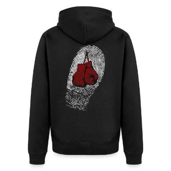 Boxen Boxer Boxhandschuhe Fingerabdruck DNA - Unisex Premium Bio Zip Hoodie - Schwarz - Hinten - Nico (187cm)