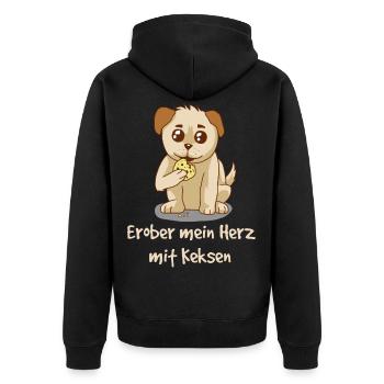 Conquérir mon coeur avec des biscuits <3 chiens animaux - Veste à capuche bio Premium Unisexe - noir - Dos - Nico (187cm)