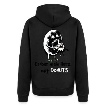 Erober mein Herz mit Donuts Fantasy Kinder Spaß - Unisex Premium Bio Zip Hoodie - Schwarz - Hinten - Nico (187cm)