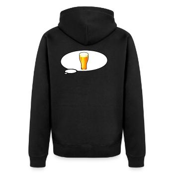 Thought bubble at beer think funny beer T-shirt - Unisex Premium Organic Zip Hoodie - black - Back - Nico (187cm)