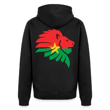 Burkina Faso Flagge Afrika Löwe Mossi Geschenk - Unisex Premium Bio Zip Hoodie - Schwarz - Hinten - Nico (187cm)