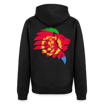 Eritrea Flagge إرتريا Afrika Löwe Geschenk - Unisex Premium Bio Zip Hoodie - Schwarz - Hinten - Nico (187cm)