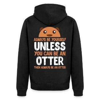 Otter Lustig Wassermarder Shirt Süß Geschenk Geek - Unisex Premium Bio Zip Hoodie - Schwarz - Hinten - Nico (187cm)