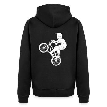 BMX - Unisex Premium Bio Zip Hoodie - Schwarz - Hinten - Nico (187cm)
