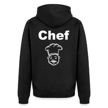 Chefkoch - Unisex Premium Bio Zip Hoodie - Schwarz - Hinten - Nico (187cm)