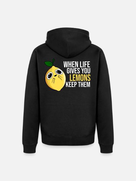 Lemon saying - Unisex Premium Organic Zip Hoodie - black