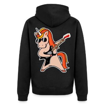 Rock unicorn with guitar gift gift idea - Unisex Premium Organic Zip Hoodie - black - Back - Nico (187cm)