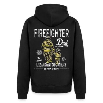 Firefighter Fire Department Father Father's Day Gift - Unisex Premium Organic Zip Hoodie - black - Back - Nico (187cm)