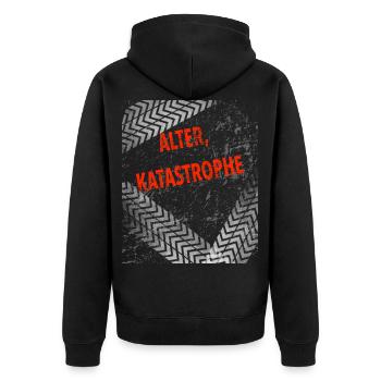 Alter Katastrophe - Tracks - Unisex Premium Bio Zip Hoodie - Schwarz - Hinten - Nico (187cm)