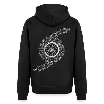 Vélo jante tourbillon cycliste idée cadeau - Veste à capuche bio Premium Unisexe - noir - Dos - Nico (187cm)