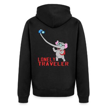 Solo? Allein? Reisender Ein schönes reisendes - Unisex Premium Bio Zip Hoodie - Schwarz - Hinten - Nico (187cm)
