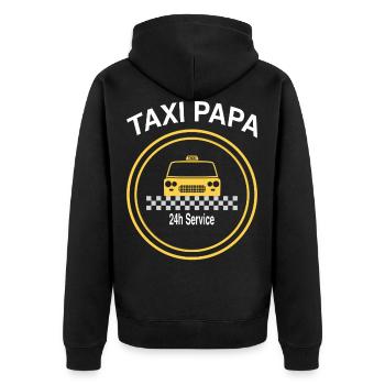 Taxi Papa - Unisex Premium Bio Zip Hoodie - Schwarz - Hinten - Nico (187cm)